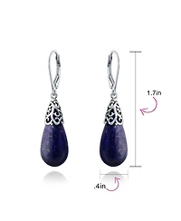 Bling Jewelry Boho Long Elongated Teardrop Filigree Lever Back Dangle Earrings Sterling Silver