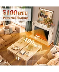 34''Electric Fireplace Insert Heater Log Flame Effect w/ Remote Control