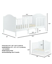 Classic Wooden Toddler Bed with 2 Guardrails, Converts for Growing Kids