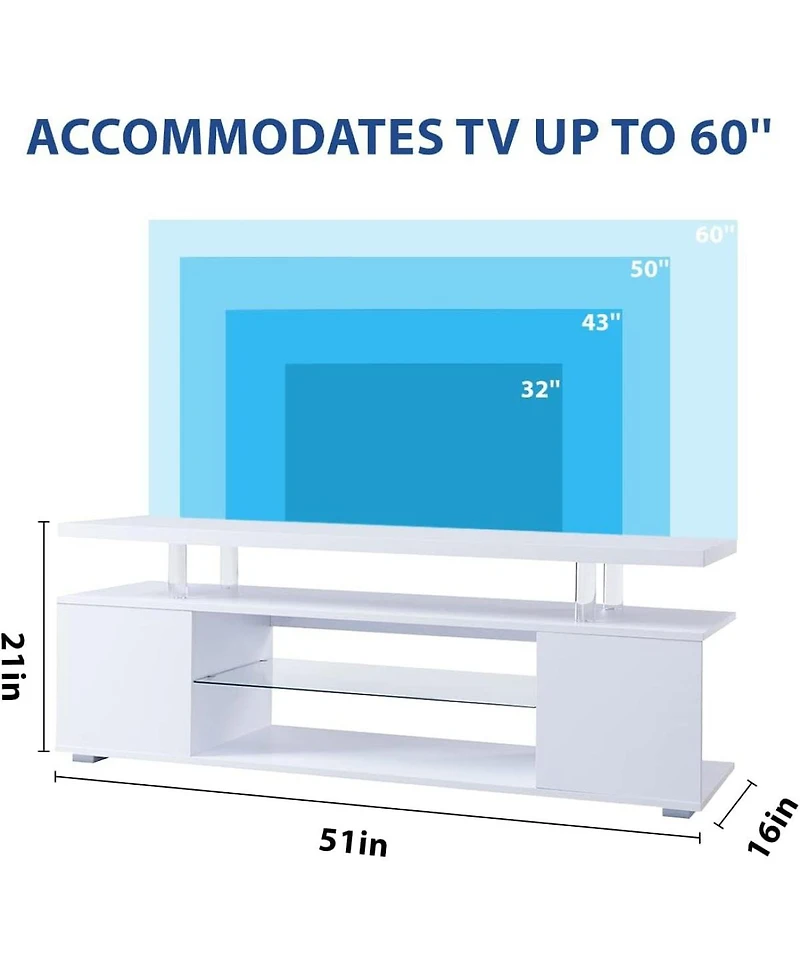 Streamdale Tv Stand for 60 Inch Tv Entertainment Center with Side Cabinet (White)