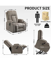 Streamdale 350 lbs Power Lift Recliner with Massage & Heat (Brown)