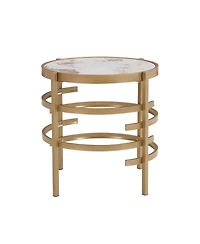 Simplie Fun Modern Side Table, Pandora Stone End Table, Golden Coffee Table 20.67"W X 20.67"D X 21.65'H