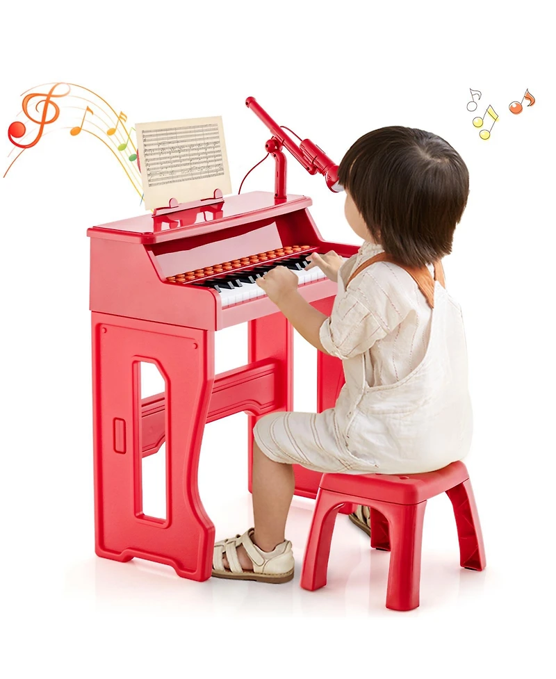 Slickblue 37 Keys Music Piano with Microphone Kids Piano Keyboard with Detachable Music Stand