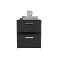 Simplie Fun Trivor 2 Drawers Nightstand, Metal Handles - Black