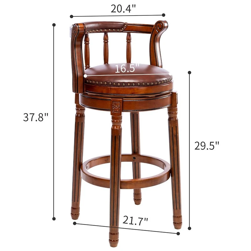 Streamdale Furniture 29.5" Brown Wooden Swivel Barstool
