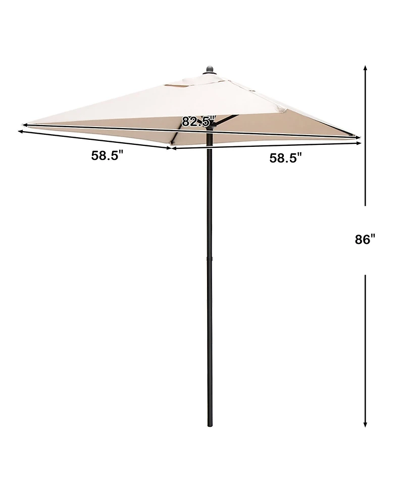 Gymax 5ft Patio Square Market Table Umbrella Shelter 4 Sturdy Ribs