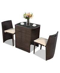 Costway 3 Pcs Cushioned Outdoor Wicker Patio Set Garden Lawn Sofa Furniture Seat No Assembly