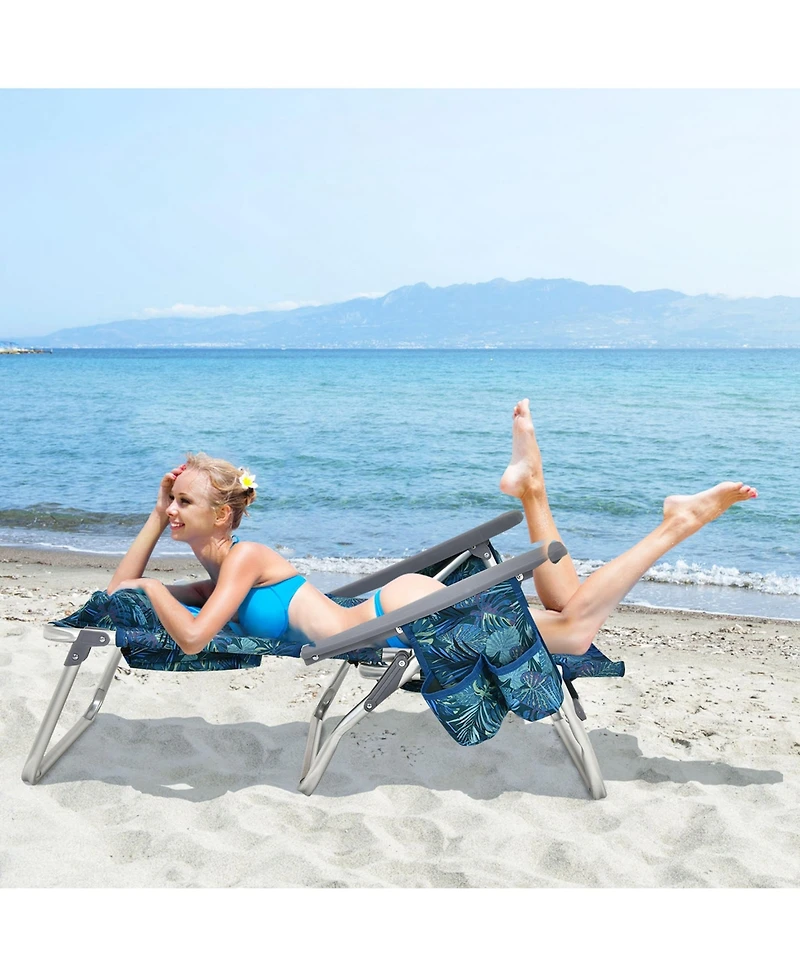 4-Pack Folding Backpack Beach Chair 5-Position Outdoor Reclining Chairs