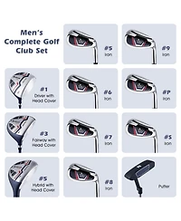Costway Men's Complete Golf Club Set Package incl 460CC with Rain Hood