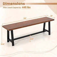 2 Pcs 60" Dining Bench 3 Person Entryway Shoe with Metal Frame