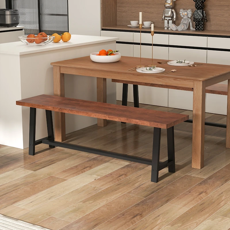 2 Pcs 60" Dining Bench 3 Person Entryway Shoe with Metal Frame