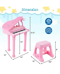 31 Keys Kids Piano Keyboard Toy Toddler Musical Instrument with Stool & Microphone