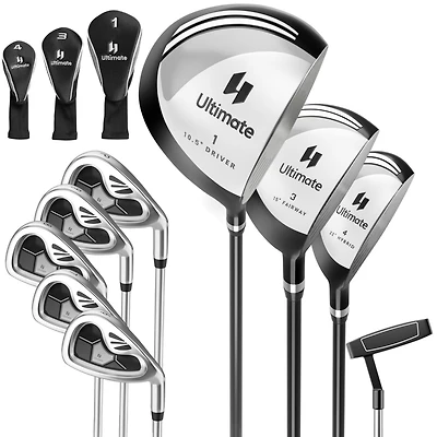 9 Pcs Men's Complete Golf Club Set Right Handed with 460cc Alloy Driver Irons