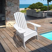 Streamdale Furniture Outdoor Or Indoor Wood Adirondack Chair With An Hole To Hold Umbrella On The Arm, White