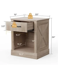 Sugift Compact Nightstand with Drawer and Open Compartment-Beige