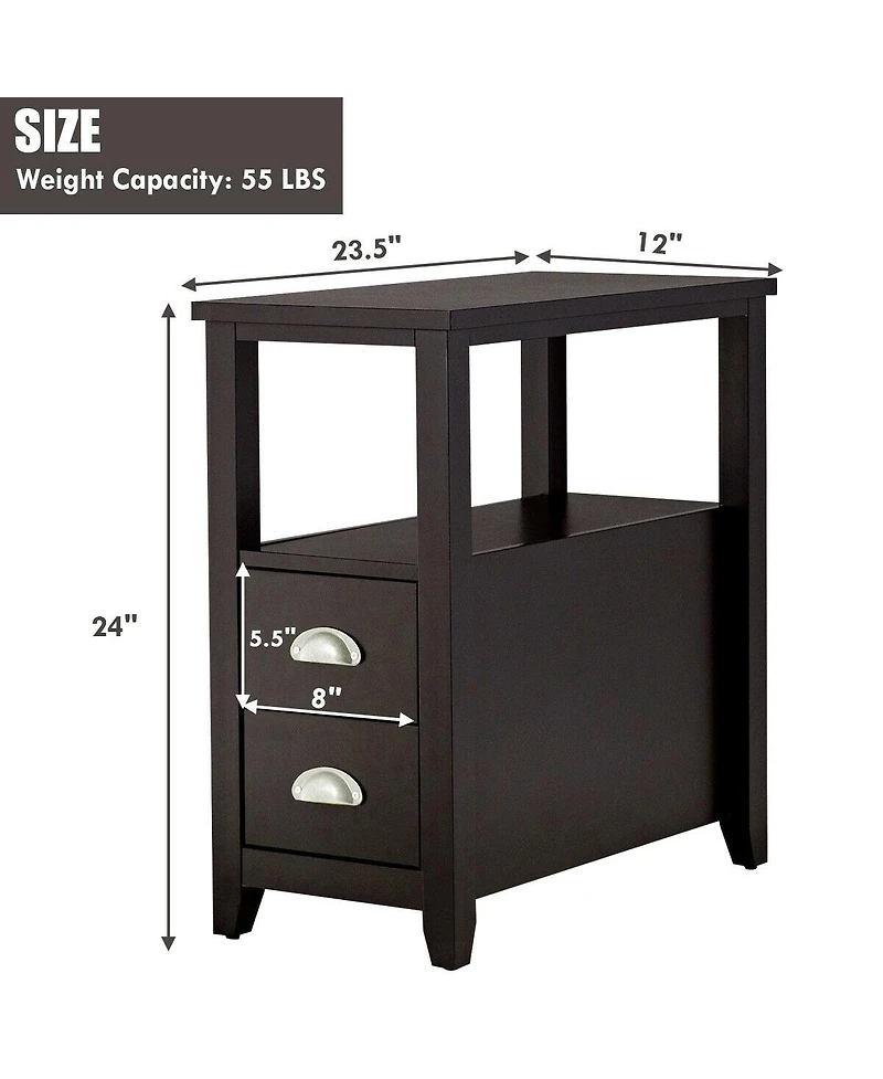 Inolait 2 Pieces Wooden Bed-side Nightstand Set with 2 Drawers