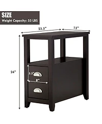 Inolait 2 Pieces Wooden Bed-side Nightstand Set with 2 Drawers