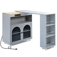 Streamdale Portable Kitchen Island with Led Lights & Storage