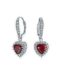 Bling Jewelry Romantic Red Pink Cz Heart Dangle Chandelier Earrings Rhodium Plated