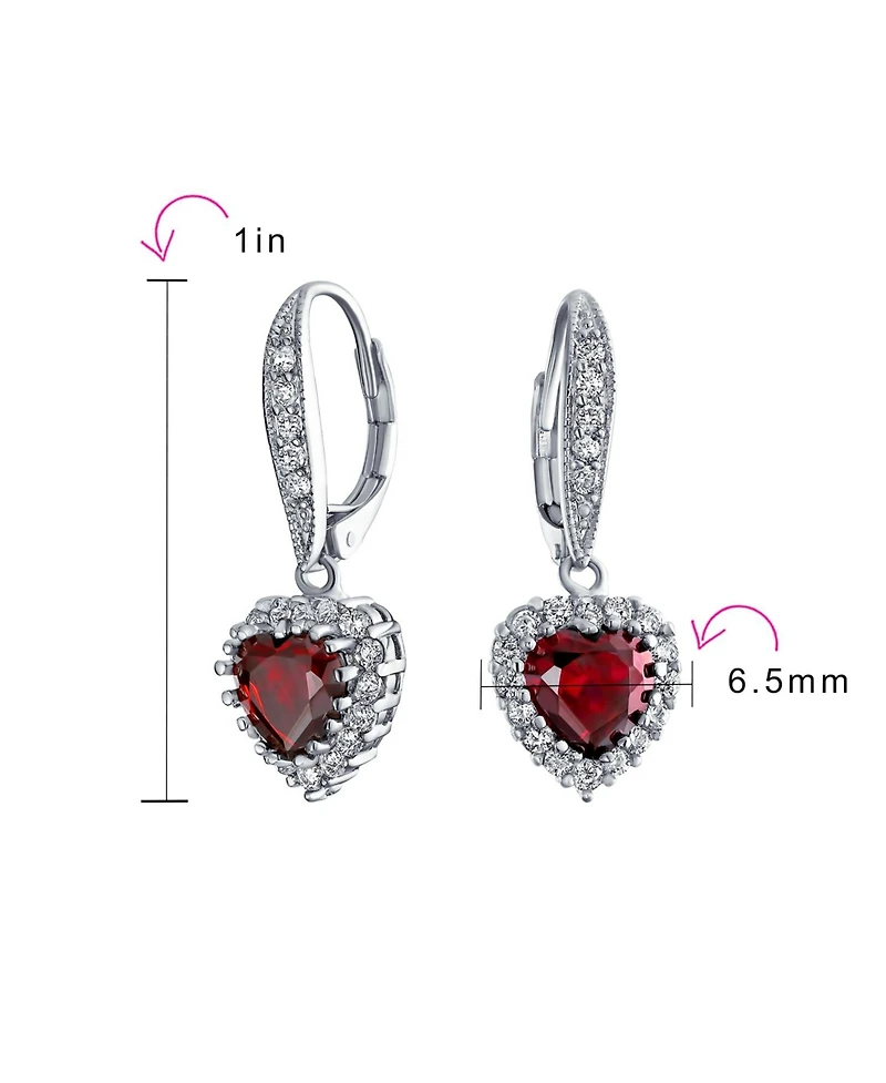 Bling Jewelry Romantic Red Pink Cz Heart Dangle Chandelier Earrings Rhodium Plated