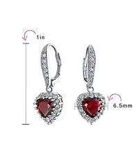 Bling Jewelry Romantic Red Pink Cz Heart Dangle Chandelier Earrings Rhodium Plated