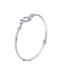 Bling Jewelry Good Luck Horseshoe Bangle Equestrian Bracelet Graduation Gift Cubic Zirconia Cz Pave Sterling Silver