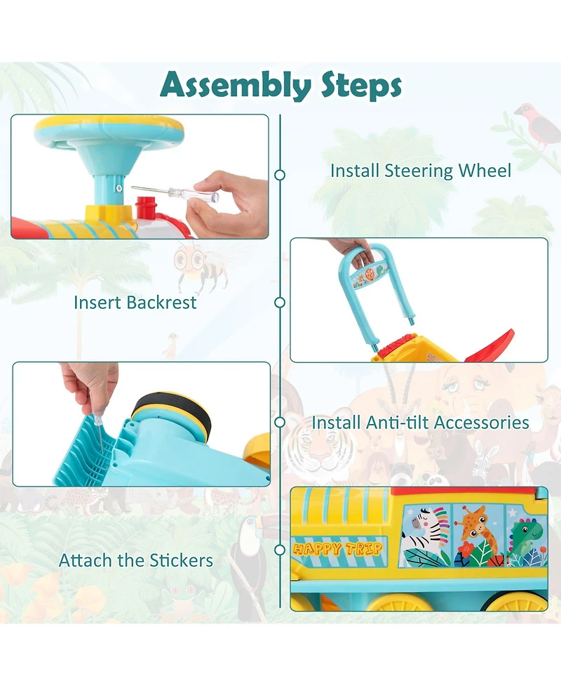 6V Electric Kids Ride On Train Motorized Toy w/ Track & 6 Wheels