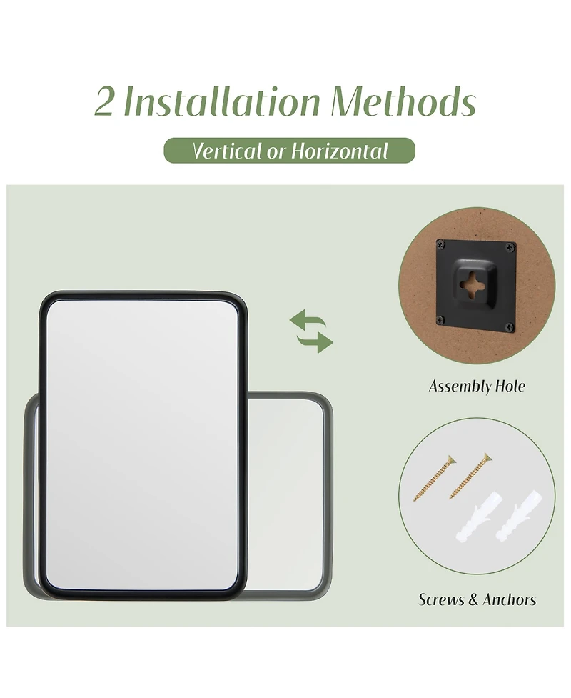 30''X22''Wall Mount Bathroom Mirror Rectangular Vanity Mirror Vertical Horizontal