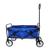 Folding Wagon Garden Shopping Beach Cart (Blue)