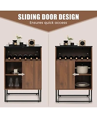 Sugift Wine Storage Cabinet Buffet Sideboard with Adjustable Shelf and Sliding Door