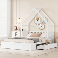 Streamdale Queen Platform Bed with Drawers and Guardrail