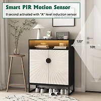 Streamdale Modern Motion Sensor Night Light Shoe Cabinet with Adjustable Shelves
