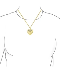 Bling Jewelry Initials Keepsake Puff carved Leaf Heart Shaped Photo Locket Holds Photos Pictures 18K Gold Plated Necklace Pendant
