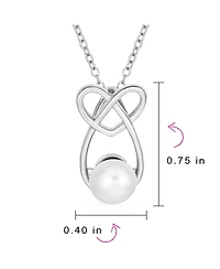 Bling Jewelry Elegant Forever Knot Infinity Intertwined Heart Teardrop Cultured Freshwater White Pearl Necklace Pendant Sterling Silver 16 Inch