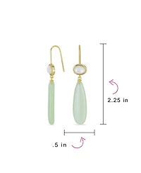 Unique Geometric Oval Linear Long Shape Tear Drop Natural Multi-Tier Earthy Rose Quartz Gemstone Party Dangling Earrings Fish hook for Women G