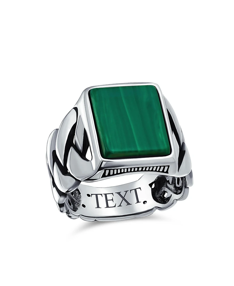 Bling Jewelry Braided Cable Wheat Wide Link Chain Band Large s Rectangle Statement Signet Ring Sterling Silver