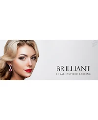 Bling Jewelry Art Deco Style Crown Halo Oval Cubic Zirconia Red Cz Fashion Dangle Drop Earrings Rhodium Plated Brass