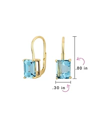 Bling Jewelry Traditional 4.50 Ctw Created Stone Emerald Cut Drop Earrings Hinge Lever Back Yellow Gold Plated Sterling Silver
