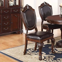 Streamdale Elegant Formal Side Chair Set (Brown Rubberwood)