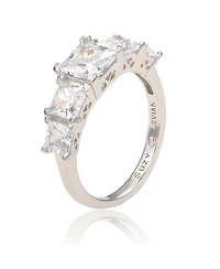 Suzy Levian Sterling Silver Cubic Zirconia 5-Stone Princess-cut Bridal Ring