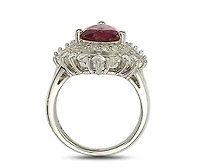 Suzy Levian Sterling Silver Cubic Zirconia Pear Cut Cluster Halo Ring