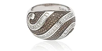 Suzy Levian New York Sterling Silver Cubic Zirconia Pave and Channel-set Swirl Ring
