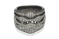 Suzy Levian New York Sterling Silver Cubic Zirconia Blackened Multi-Level Ring
