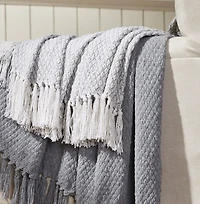 Kate Aurora Chic Living 2 Pack Gray Yarn Dyed Woven & Fringed Coordinating Ultra Soft Accent Throw Blanket Set - 50 in. W x 60 in. L