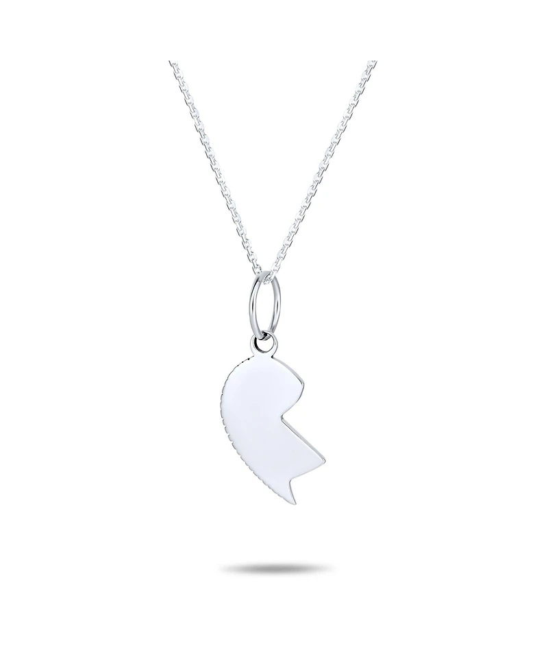Bling Jewelry Split Heart Puzzle Pendant Necklace for Grandma & Granddaughter Sterling Silver