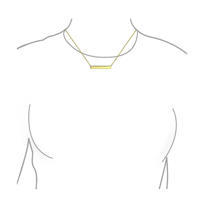 Bling Jewelry Thin Name Plated Style Sideways Diagonal Flat Bar Pendant Necklace For Women Gold Plated Sterling Silver