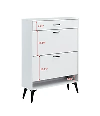 Streamdale Shoe Cabinet, Shoe Storage Shelves, Metal Leg, White
