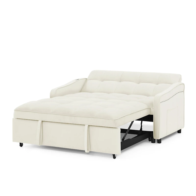 Streamdale Loveseat Sofa Bed with Pull-out, Adjustable Back, Usb Charging