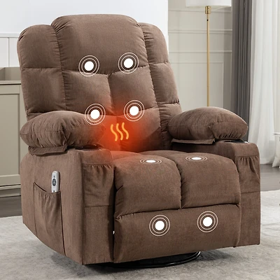 Streamdale Brown Rocker Recliner Chair with Massage & Heat