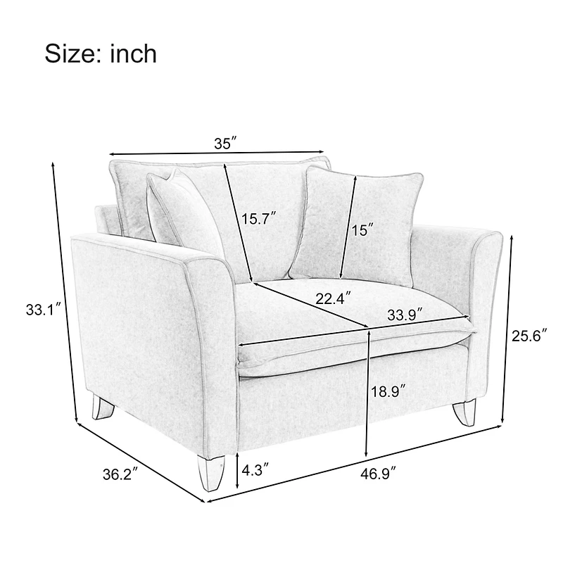 Oversized Chenille Armchair with Pillow